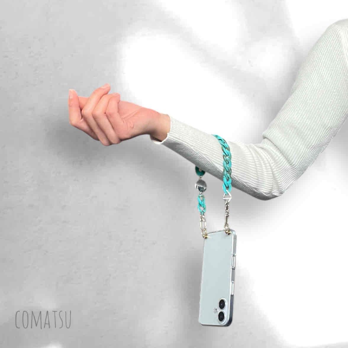 Casual Turquoise ハンドストラップ付きスマホケース 落下防止 リストストラップ スマホカバー | 10枚目